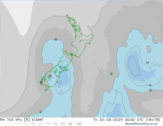 700 hPa Nispi Nem ECMWF Per 30.05.2024 00 UTC