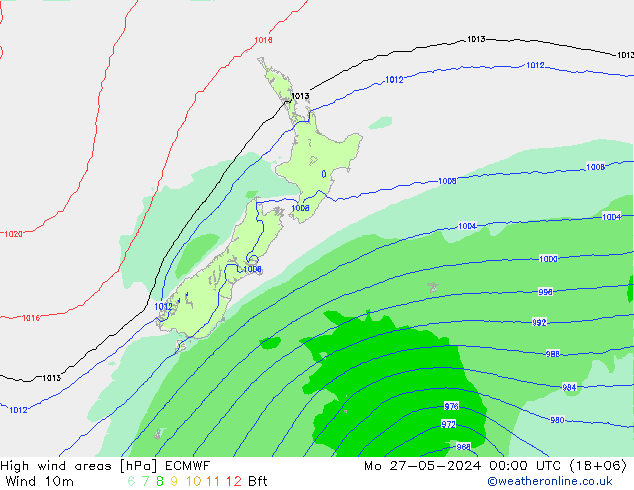 Izotacha ECMWF pon. 27.05.2024 00 UTC