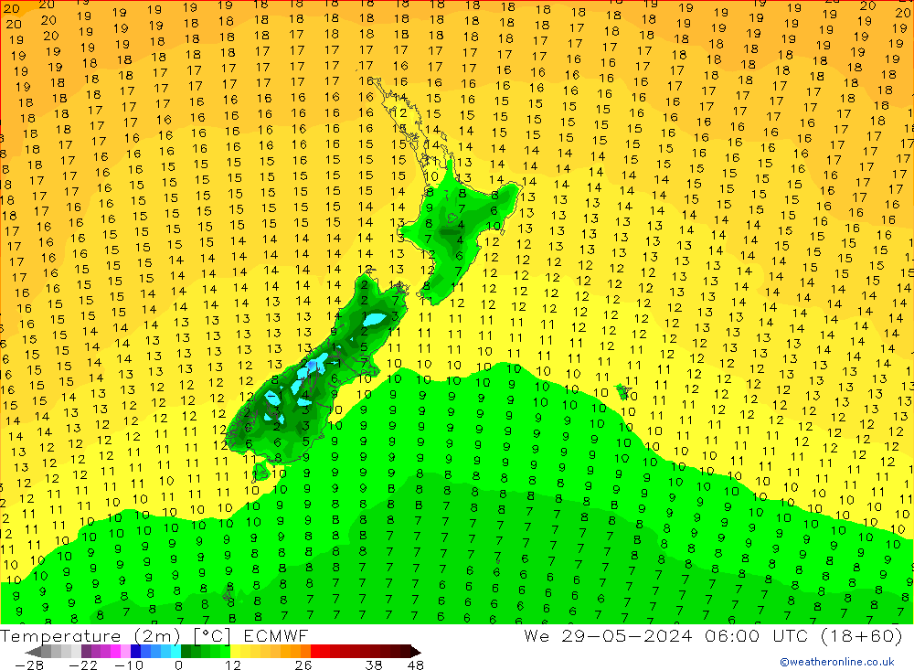 Sıcaklık Haritası (2m) ECMWF Çar 29.05.2024 06 UTC