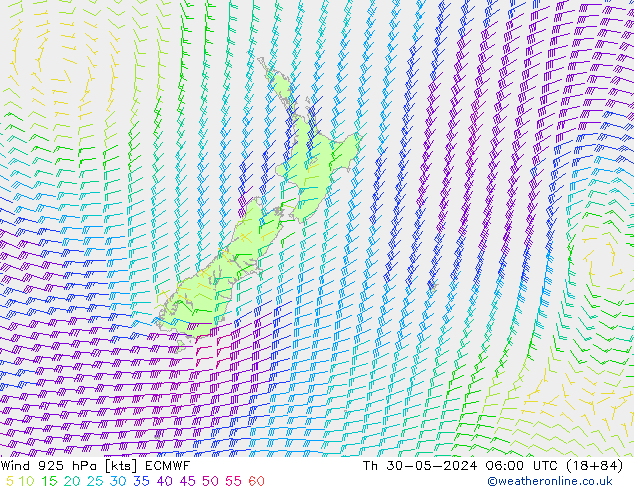 Wind 925 hPa ECMWF Do 30.05.2024 06 UTC