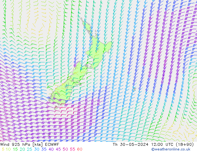 Wind 925 hPa ECMWF do 30.05.2024 12 UTC