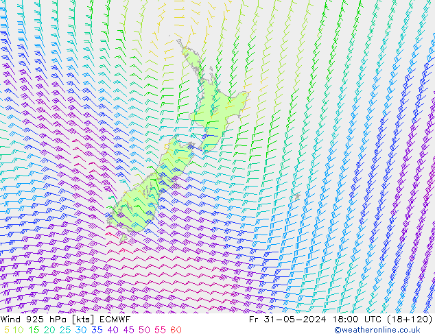 Wind 925 hPa ECMWF Pá 31.05.2024 18 UTC