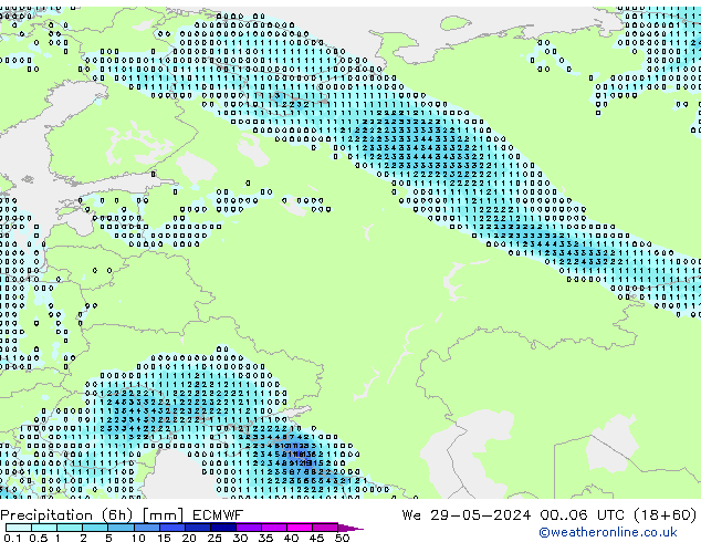 Précipitation (6h) ECMWF mer 29.05.2024 06 UTC