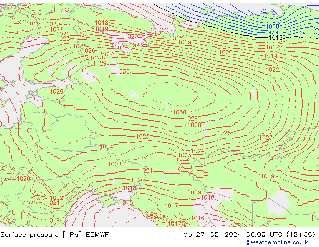 приземное давление ECMWF пн 27.05.2024 00 UTC