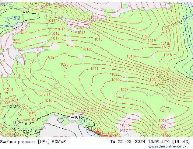 Luchtdruk (Grond) ECMWF di 28.05.2024 18 UTC