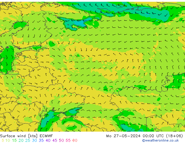 Surface wind ECMWF Mo 27.05.2024 00 UTC