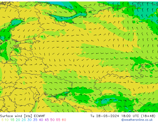 Bodenwind ECMWF Di 28.05.2024 18 UTC