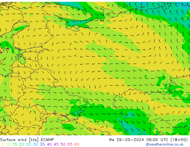 Vent 10 m ECMWF mer 29.05.2024 06 UTC