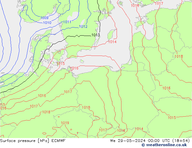 Luchtdruk (Grond) ECMWF wo 29.05.2024 00 UTC