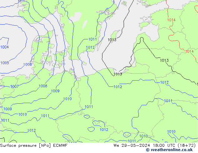 ciśnienie ECMWF śro. 29.05.2024 18 UTC