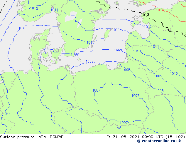 pressão do solo ECMWF Sex 31.05.2024 00 UTC