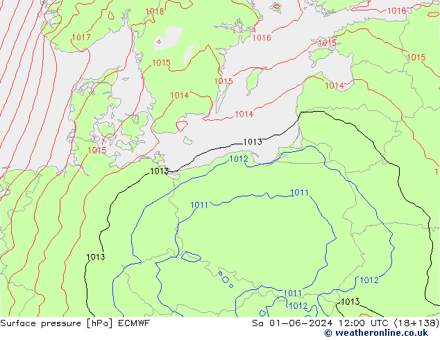 ciśnienie ECMWF so. 01.06.2024 12 UTC