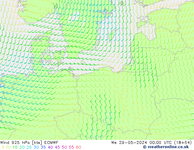 Wind 925 hPa ECMWF We 29.05.2024 00 UTC