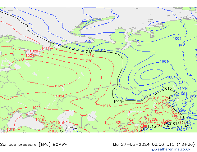 Bodendruck ECMWF Mo 27.05.2024 00 UTC