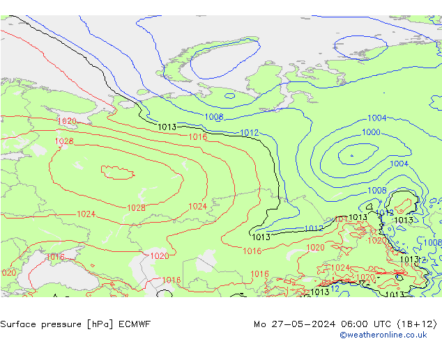 Surface pressure ECMWF Mo 27.05.2024 06 UTC