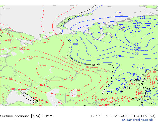 Pressione al suolo ECMWF mar 28.05.2024 00 UTC