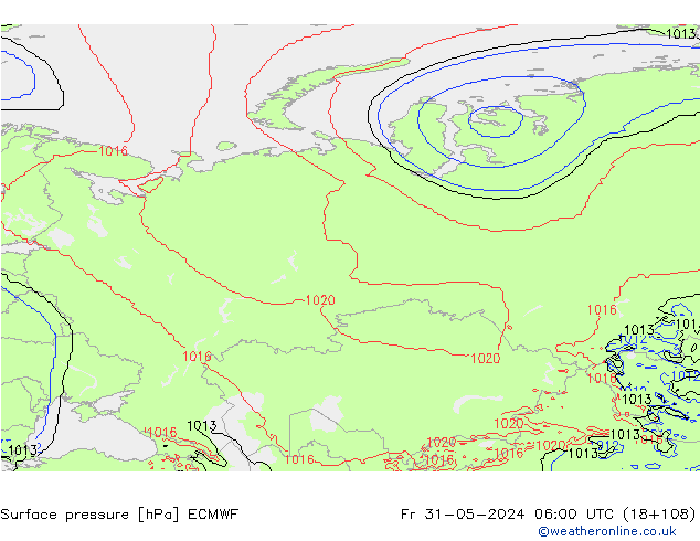 Surface pressure ECMWF Fr 31.05.2024 06 UTC