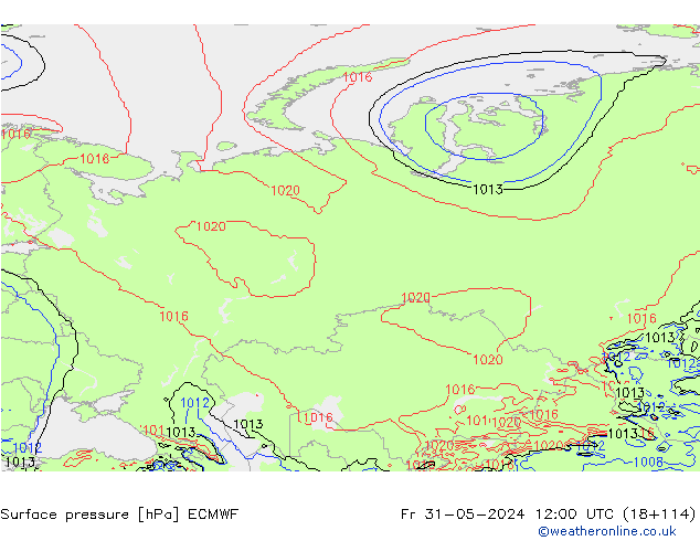 приземное давление ECMWF пт 31.05.2024 12 UTC