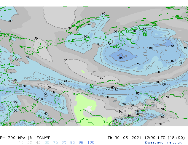 RV 700 hPa ECMWF do 30.05.2024 12 UTC