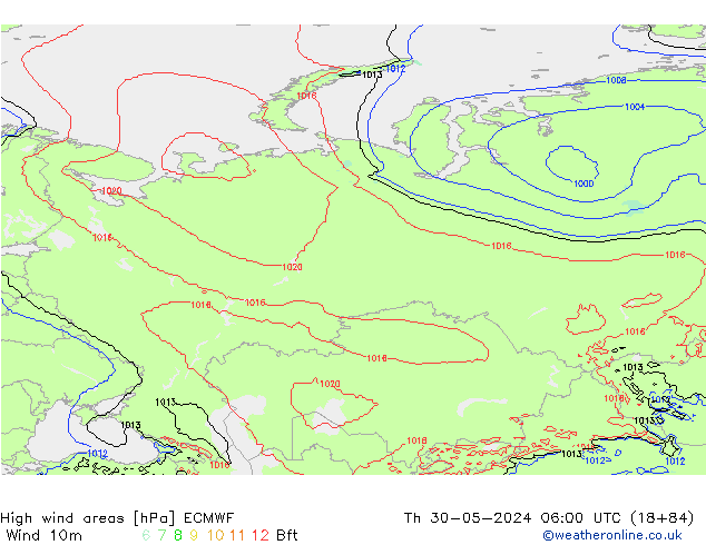 High wind areas ECMWF jeu 30.05.2024 06 UTC