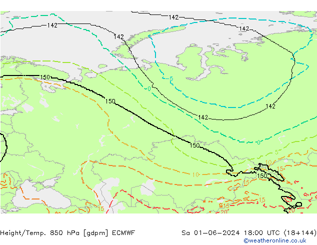 Height/Temp. 850 гПа ECMWF сб 01.06.2024 18 UTC