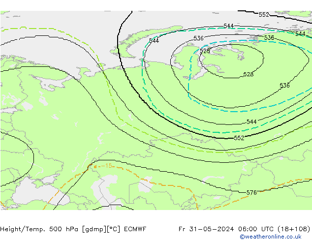 Height/Temp. 500 hPa ECMWF  31.05.2024 06 UTC