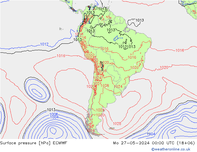 ciśnienie ECMWF pon. 27.05.2024 00 UTC