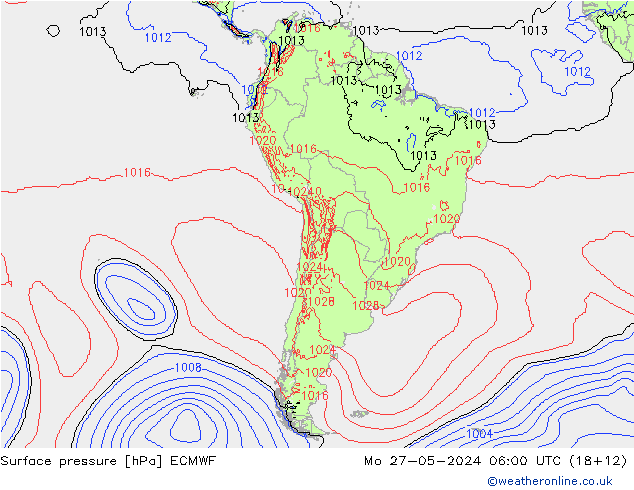 Surface pressure ECMWF Mo 27.05.2024 06 UTC