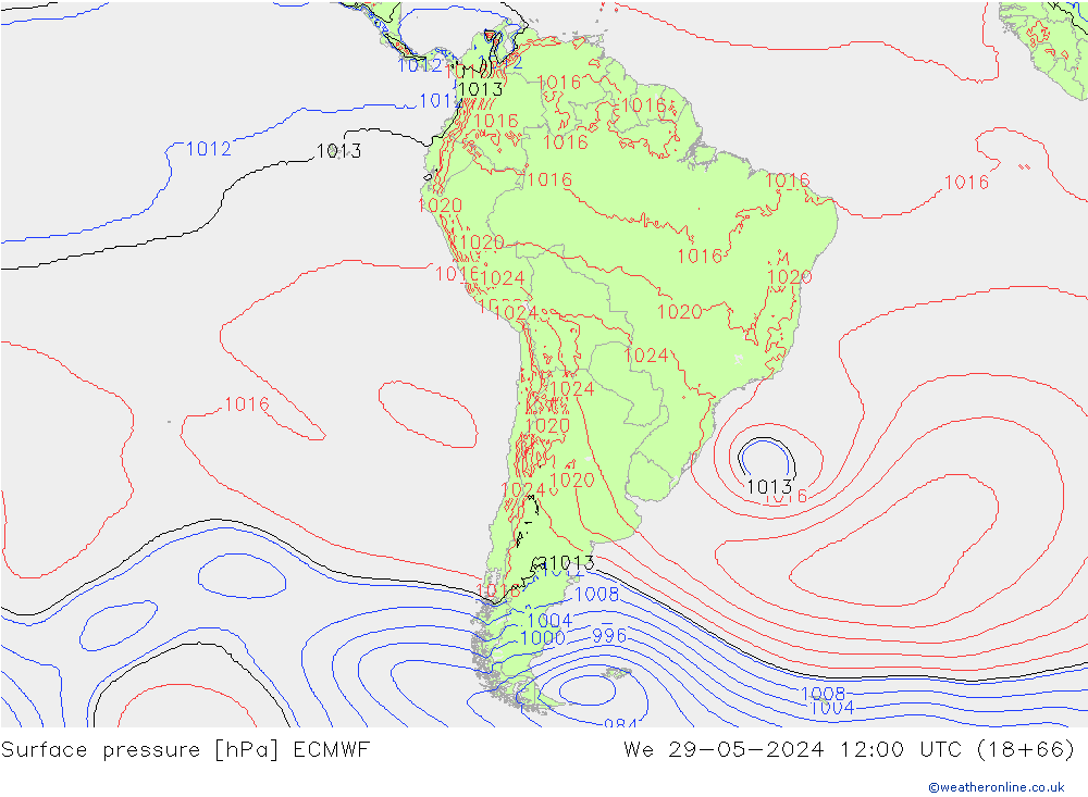 Luchtdruk (Grond) ECMWF wo 29.05.2024 12 UTC