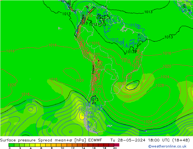 Bodendruck Spread ECMWF Di 28.05.2024 18 UTC