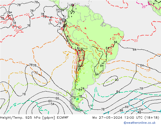 Hoogte/Temp. 925 hPa ECMWF ma 27.05.2024 12 UTC