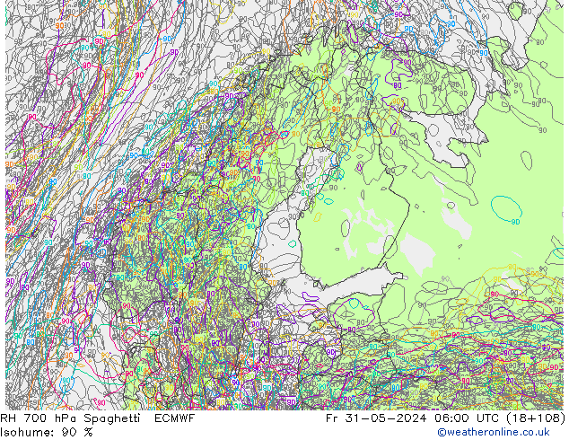 700 hPa Nispi Nem Spaghetti ECMWF Cu 31.05.2024 06 UTC