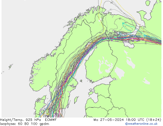 Hoogte/Temp. 925 hPa ECMWF ma 27.05.2024 18 UTC