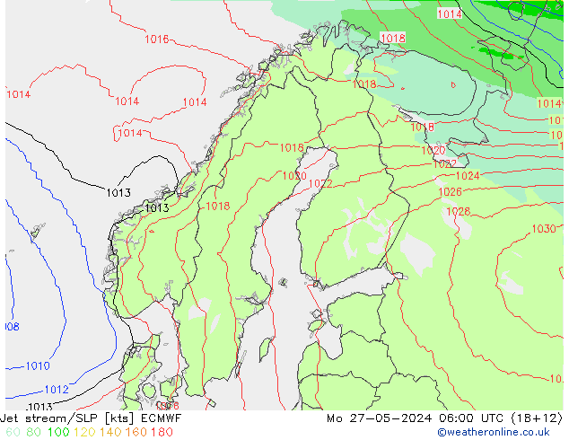 Polarjet/Bodendruck ECMWF Mo 27.05.2024 06 UTC