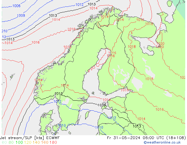 Jet Akımları/SLP ECMWF Cu 31.05.2024 06 UTC