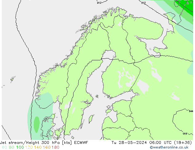 Prąd strumieniowy ECMWF wto. 28.05.2024 06 UTC