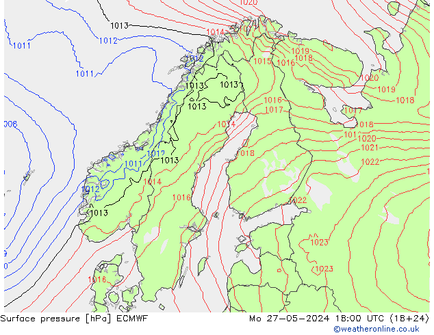 приземное давление ECMWF пн 27.05.2024 18 UTC