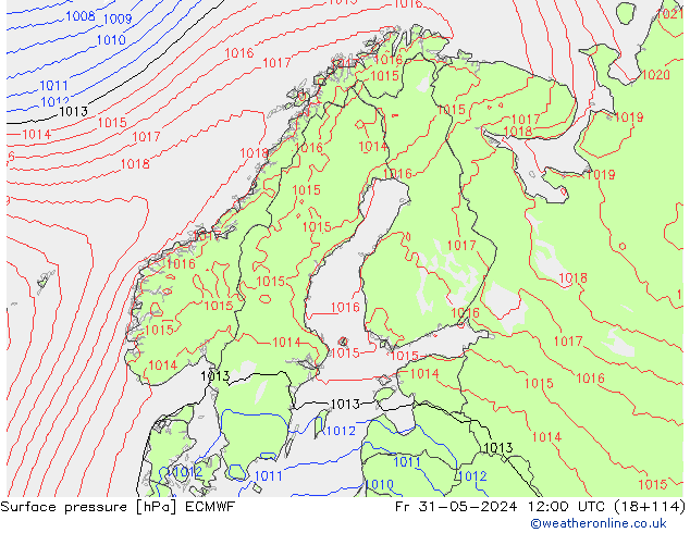 pressão do solo ECMWF Sex 31.05.2024 12 UTC