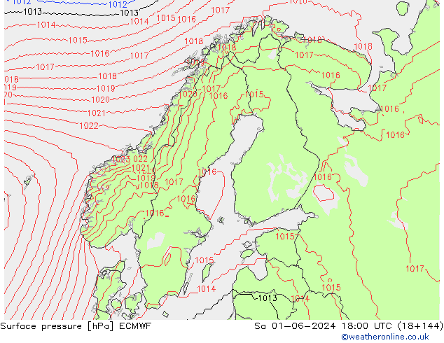 Luchtdruk (Grond) ECMWF za 01.06.2024 18 UTC