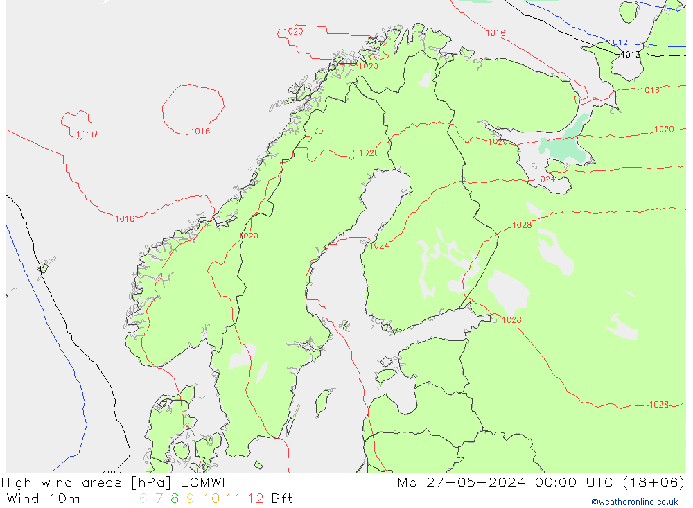 Izotacha ECMWF pon. 27.05.2024 00 UTC