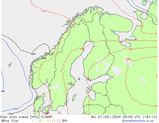 High wind areas ECMWF lun 27.05.2024 06 UTC