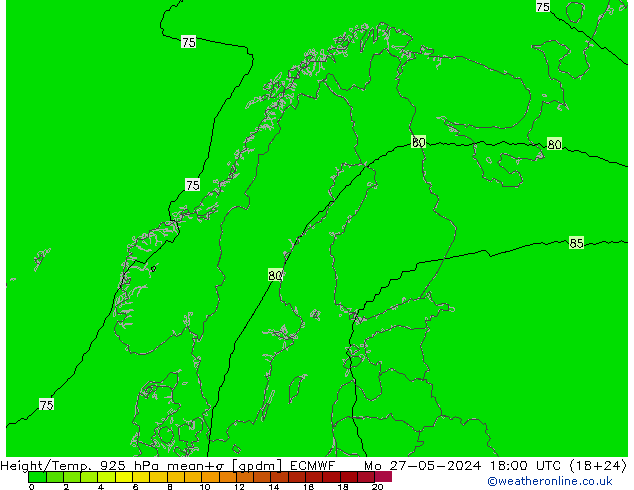 Height/Temp. 925 hPa ECMWF Po 27.05.2024 18 UTC