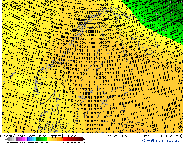 Height/Temp. 850 hPa ECMWF St 29.05.2024 06 UTC