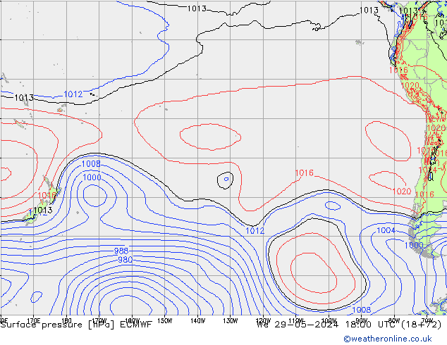 Surface pressure ECMWF We 29.05.2024 18 UTC