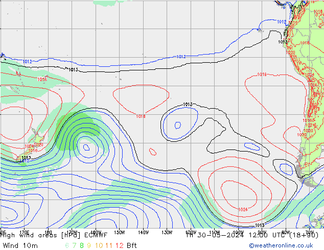 High wind areas ECMWF gio 30.05.2024 12 UTC