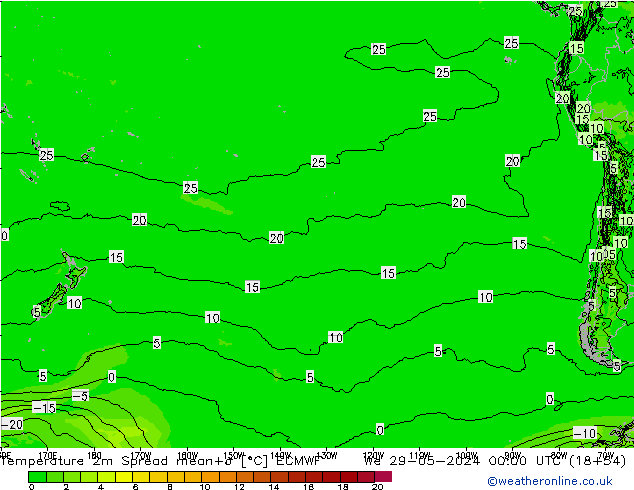 Temperaturkarte Spread ECMWF Mi 29.05.2024 00 UTC