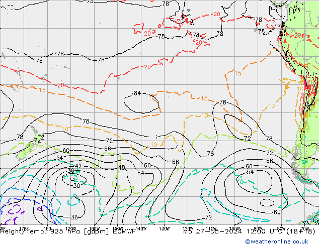 Height/Temp. 925 hPa ECMWF Mo 27.05.2024 12 UTC