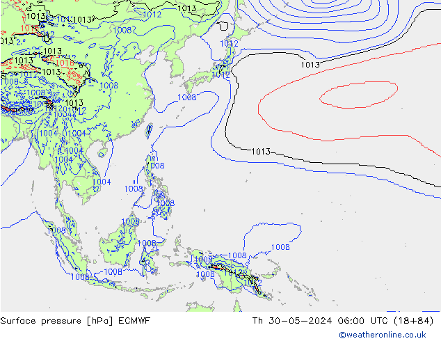 Luchtdruk (Grond) ECMWF do 30.05.2024 06 UTC