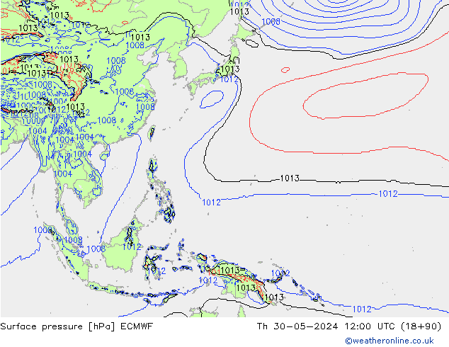 Luchtdruk (Grond) ECMWF do 30.05.2024 12 UTC