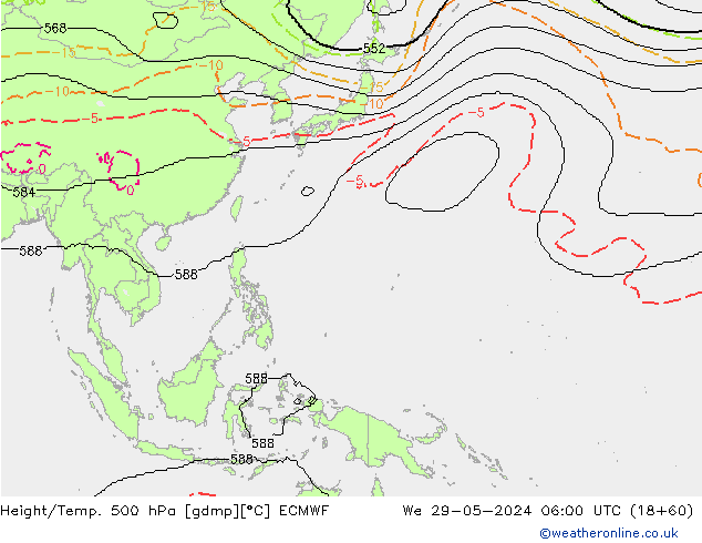 Géop./Temp. 500 hPa ECMWF mer 29.05.2024 06 UTC